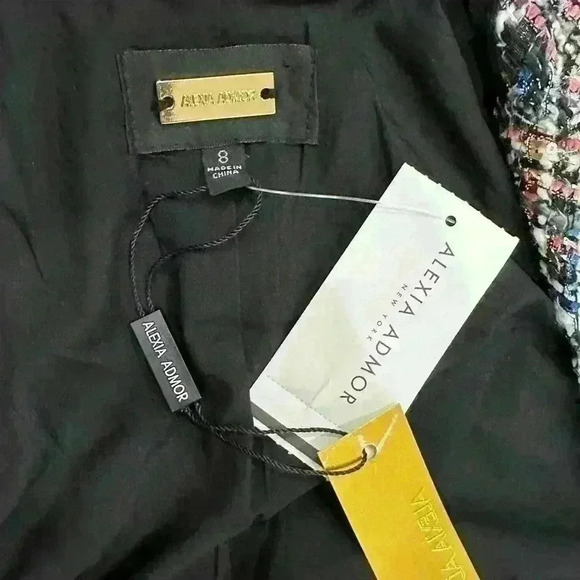 ALEXIA ADMOR BLACK MULTI Milli Tweed Tuxedo Dress/Jacket With Buttons - Picture 5 of 6